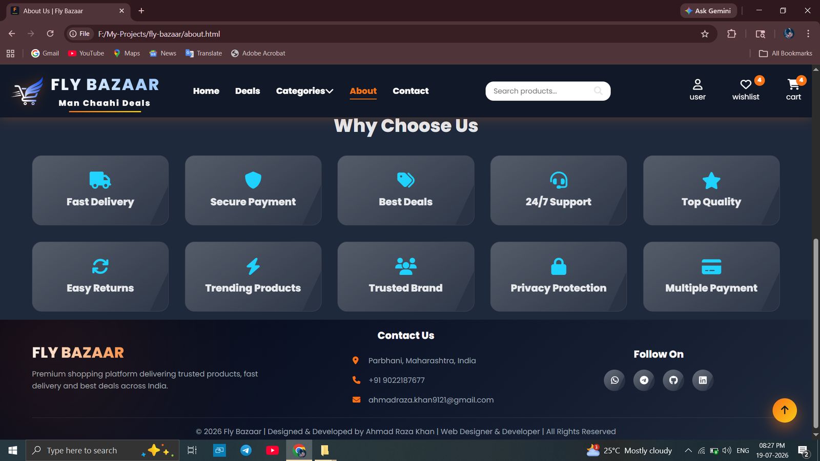 Fly Bazaar - Footer Section