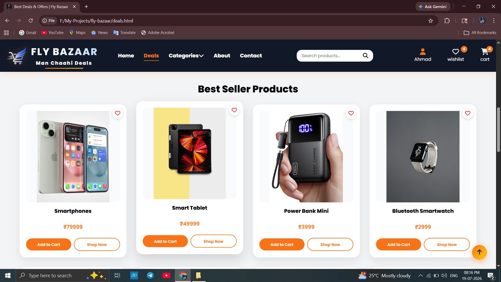 Fly Bazaar - Product Listing