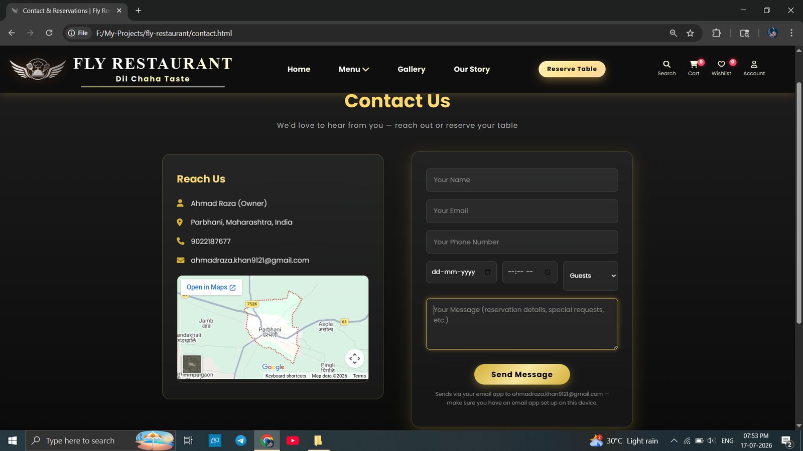 Fly Restaurant - Reservation