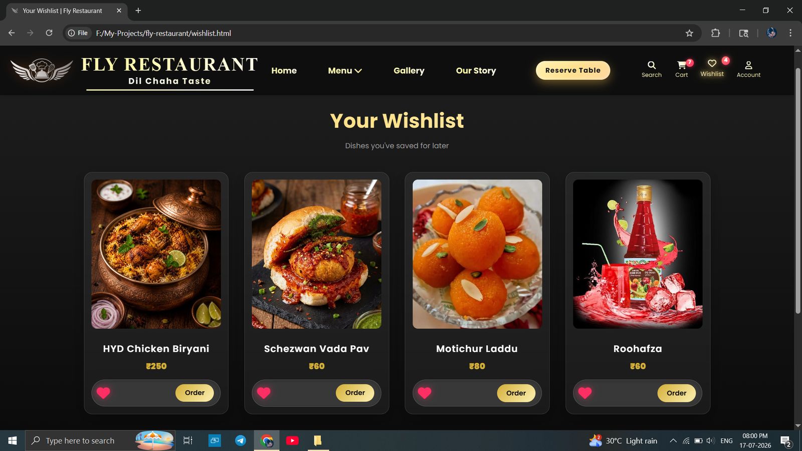 Fly Restaurant - Wishlist